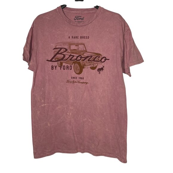 Ford Bronco A Rare Breed T-Shirt Pink Sz LG Cotton Color Distressed - Picture 1 of 4